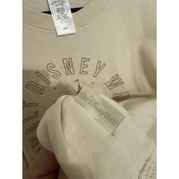 Walt Disney World Beige Sweater Castle Embroidered Happiest Place On Earth , L - Picture 3 of 11